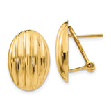 14k Yellow Gold Oval Clip-On Earrings with Ribbed Polished Design for Women