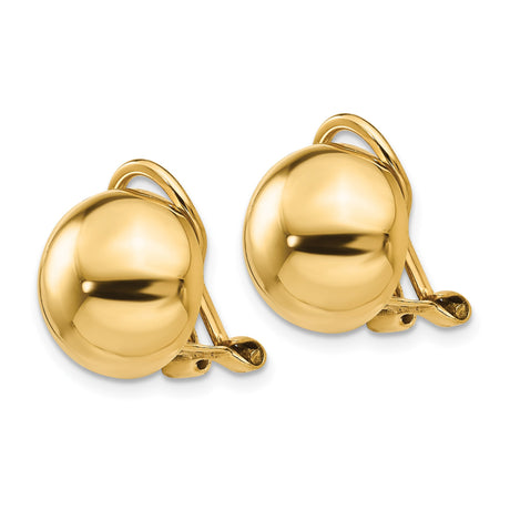 14K Yellow Gold Dome Clip-On Earrings With Omega Back