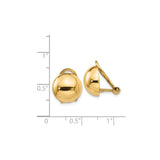 14k Yellow Gold Dome Clip-On Earrings, Polished Finish, Vintage Inspired Design