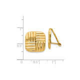 14k Yellow Gold Clip-On Earrings, Square Basket Weave Design, Vintage Style