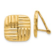 14k Yellow Gold Clip-On Earrings, Square Basket Weave Design, Vintage Style