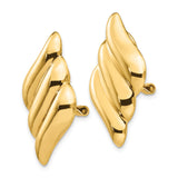 14K Yellow Gold Angel Wing Clip On Earrings Sculpted Wings