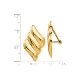 14K Yellow Gold Angel Wing Clip On Earrings Sculpted Wings
