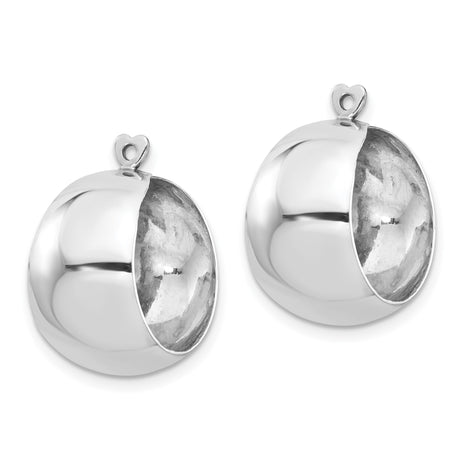 14k White Gold Hoop Earrings with Subtle Heart Detail and High-Polish Finish