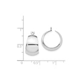 14k White Gold Hoop Earrings with Subtle Heart Detail and High-Polish Finish
