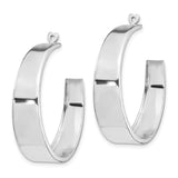 14k White Gold Hoop Earrings with High Polish Finish and Heart Post Detail