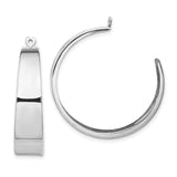 14k White Gold Hoop Earrings with High Polish Finish and Heart Post Detail
