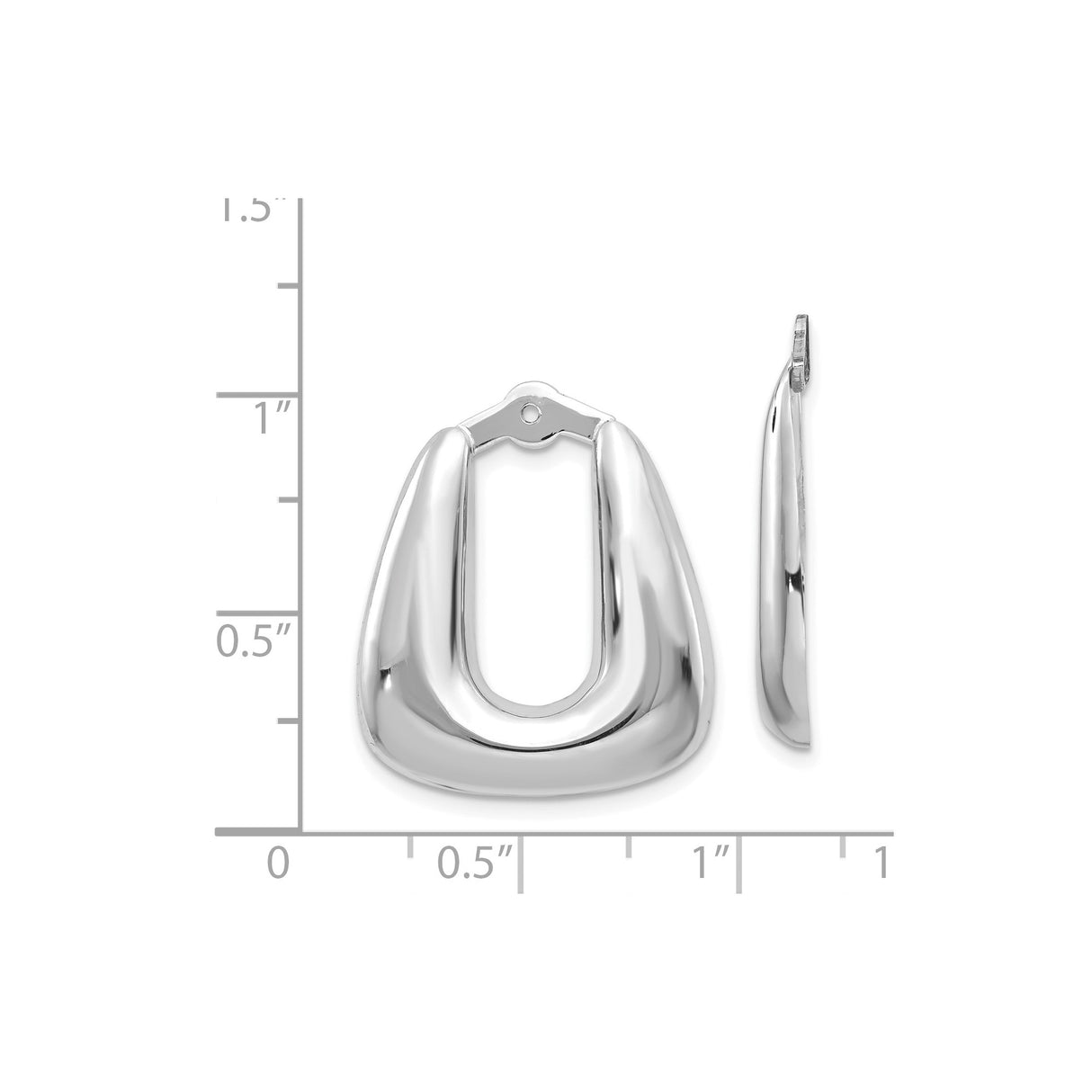 14k White Gold Teardrop Hoop Earrings, Modern Polished Open Design for Women