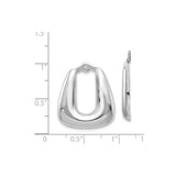14k White Gold Teardrop Hoop Earrings, Modern Polished Open Design for Women