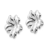 14k White Gold Flower Charm with Polished Petal Design, Feminine Bead Cap for Necklace or Bracelet