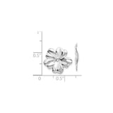 14k White Gold Flower Charm with Polished Petal Design, Feminine Bead Cap for Necklace or Bracelet