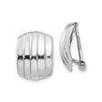 14k White Gold Clip-On Earrings for Women with Ribbed Dome Design, Polished Finish, Omega Back, Non Pierced Bold Statement Earrings, Classic Metal Style for Formal or Everyday Wear