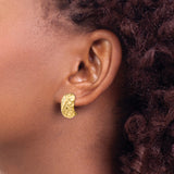 14K Yellow Gold Clip On Earrings Omega Back Domed Quilted
