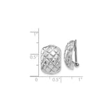 14K White Gold Quilted Dome Hoop Earrings Textured Clip