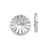 14k White Gold Concave Flower Disc Pendant with Sunburst Design for Women
