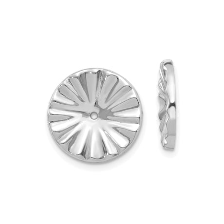 14k White Gold Concave Flower Disc Pendant with Sunburst Design for Women