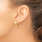 14K Yellow Gold Clip On Hoop Earrings Ribbed Multi Band