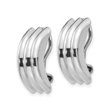 14K White Gold Triple Row Domed Hoop Earrings Clip Ons