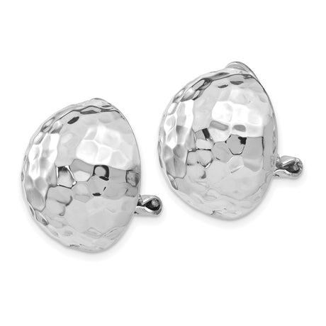 14k White Gold Hammered Dome Cufflinks for Men with Polished Finish, Textured Formal Jewelry for Weddings, Business Attire, Modern Classic Accessory, Refined Professional Suit Cufflinks