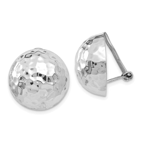 14k White Gold Hammered Dome Cufflinks for Men with Polished Finish, Textured Formal Jewelry for Weddings, Business Attire, Modern Classic Accessory, Refined Professional Suit Cufflinks