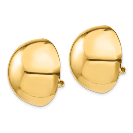 14K Yellow Gold Half Sphere Dome Earrings Omega Back