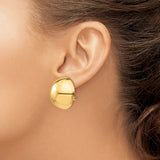 14K Yellow Gold Half Sphere Dome Earrings Omega Back