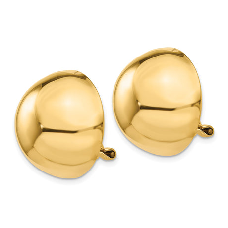 14K Yellow Gold Dome Clip On Earrings Omega Back Closure