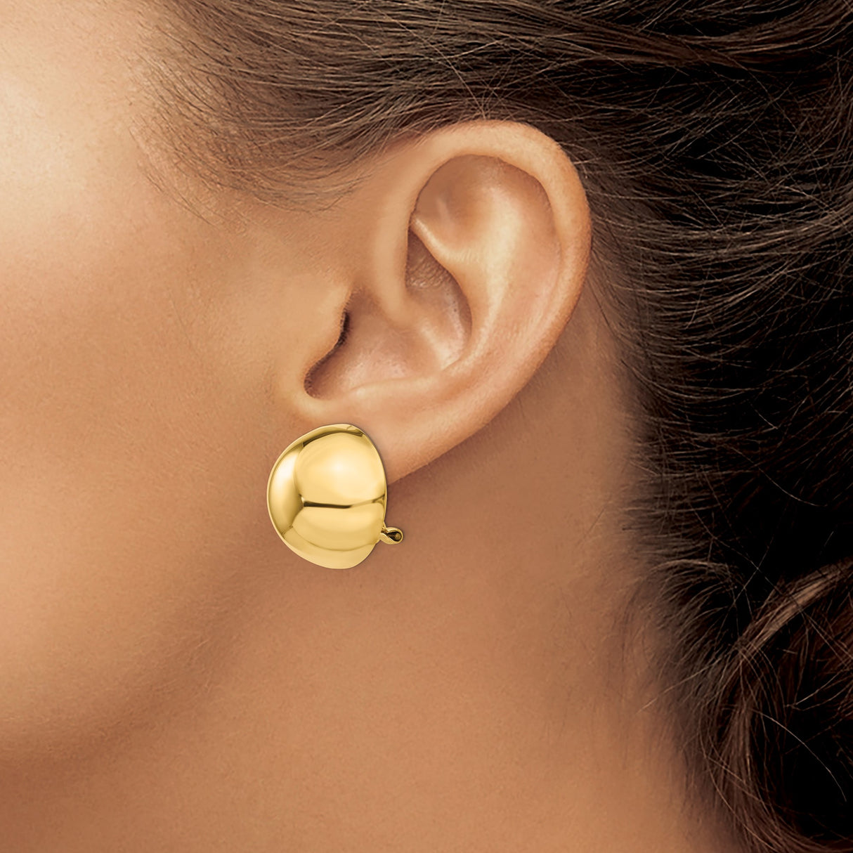 14K Yellow Gold Dome Clip On Earrings Omega Back Closure