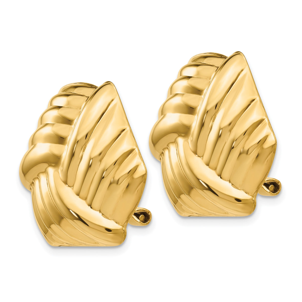 14K Yellow Gold Woven Knot Cufflinks for Men Ribbed Texture