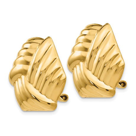 14K Yellow Gold Woven Knot Cufflinks for Men Ribbed Texture