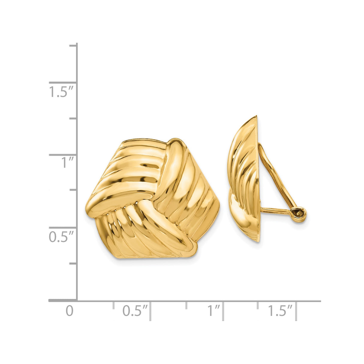 14K Yellow Gold Woven Knot Cufflinks for Men Ribbed Texture