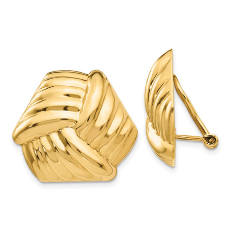 14k Yellow Gold Mens Woven Knot Cufflinks with Polished Ribbed Texture, Classic Formalwear Accessories for Wedding or Business, Luxury Anniversary Jewelry, Timeless Masculine Design Statement