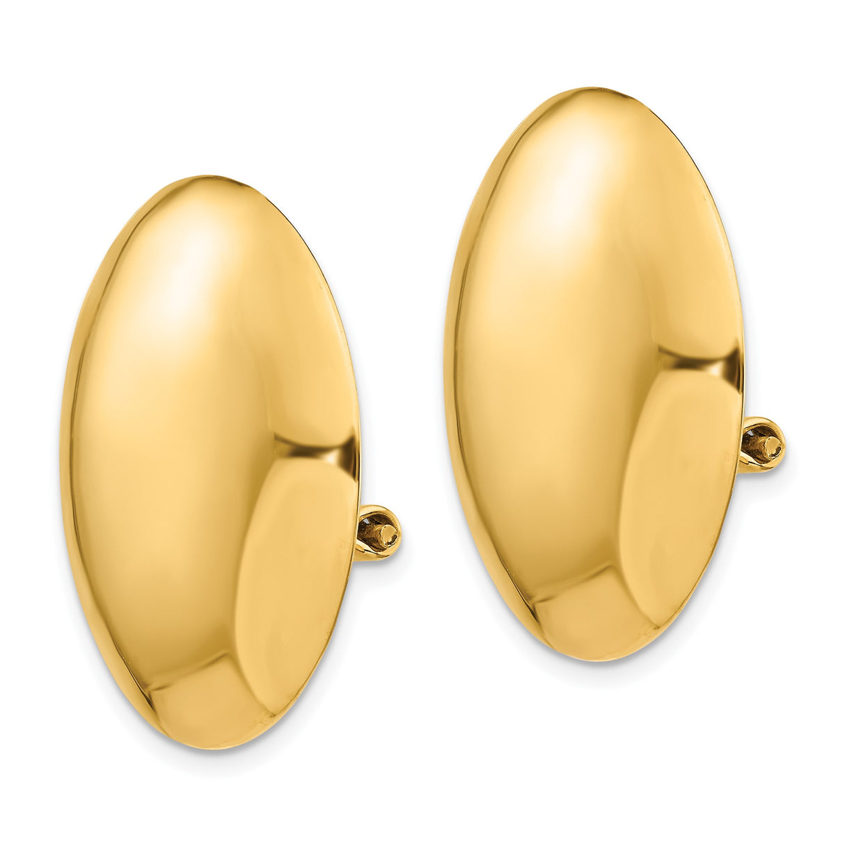 14K Yellow Gold Dome Clip On Earrings Smooth Polished Round
