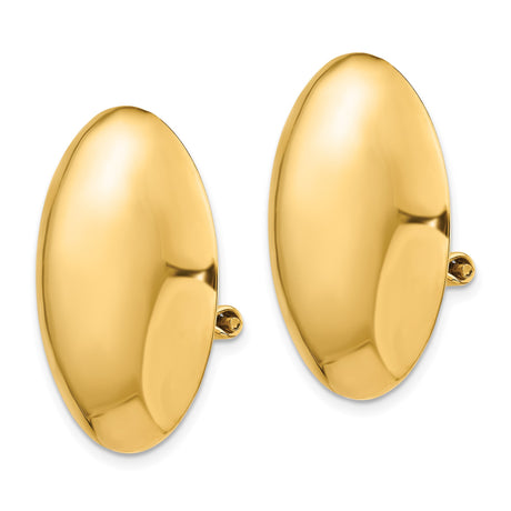14K Yellow Gold Dome Clip On Earrings Smooth Polished Round