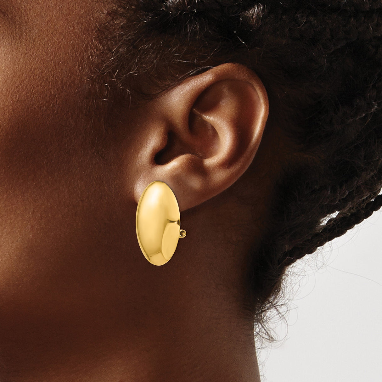 14K Yellow Gold Dome Clip On Earrings Smooth Polished Round