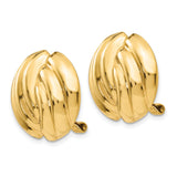14K Yellow Gold Clip On Earrings Twisted Dome Knot OmegaBack