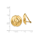 14K Yellow Gold Clip On Earrings Twisted Dome Knot OmegaBack