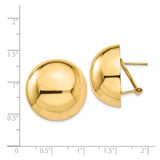 14k Yellow Gold Domed Button Stud Earrings, High Polish Half Sphere Design, Minimalist Style