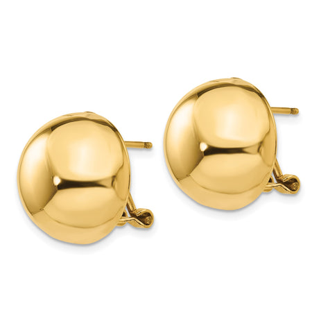 14k Yellow Gold Dome Stud Earrings, High Polish Minimalist Round Design for Women
