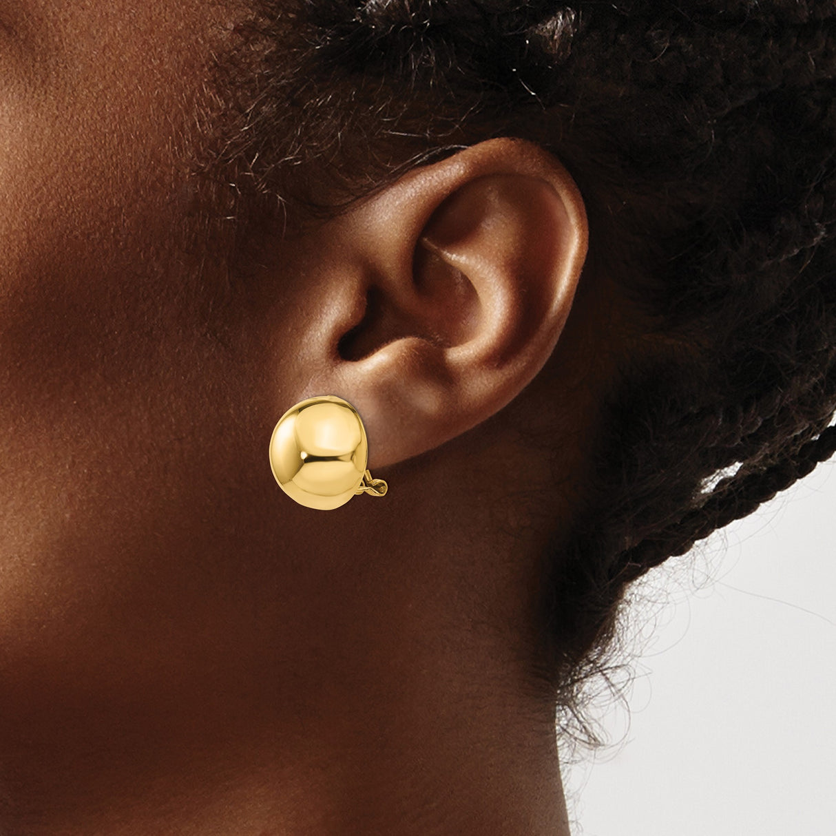 14k Yellow Gold Dome Stud Earrings, High Polish Minimalist Round Design for Women