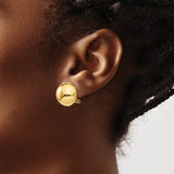 14k Yellow Gold Dome Stud Earrings, High Polish Minimalist Round Design for Women