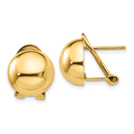 14k Yellow Gold Dome Stud Earrings, High-Polish Rounded Ball Design, Minimalist Style for Women