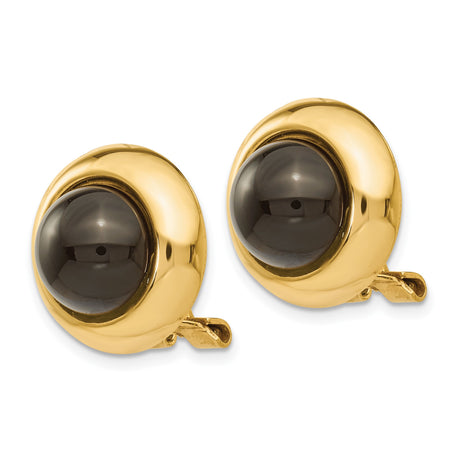 14K Yellow Gold Clip Earrings With Vintage Black Onyx Bezel