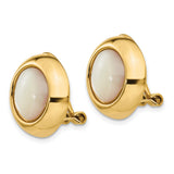 14k Yellow Gold Clip-On Earrings with White Mother of Pearl, Vintage Inspired Formal Style