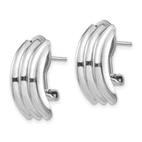 14k White Gold Triple Hoop Earrings, Polished Finish, Modern Layered Minimalist Style for Women