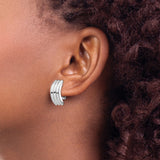 14k White Gold Triple Hoop Earrings, Polished Finish, Modern Layered Minimalist Style for Women