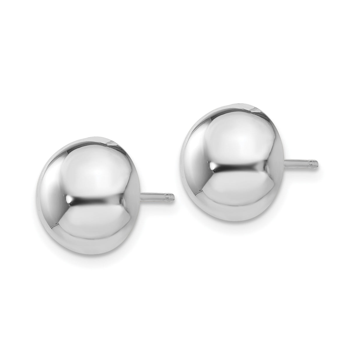 14k White Gold Dome Stud Earrings, Half-Sphere Polished Minimalist Design for Women