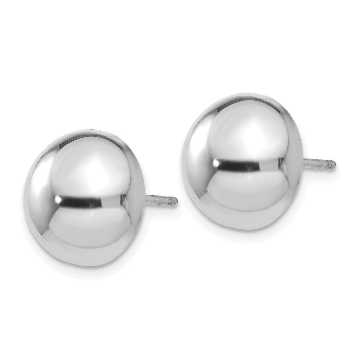 14k White Gold Dome Stud Earrings, High Polish Minimalist Ball Design for Women
