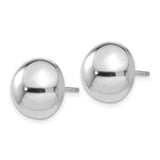 14k White Gold Dome Stud Earrings, High Polish Minimalist Ball Design for Women