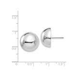 14k White Gold Dome Stud Earrings, Minimalist Round Button Style for Women